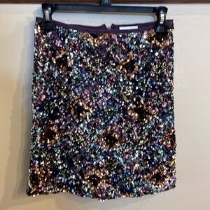 SEQUINS MINI Stretch MINI SKIRT . Zippered back size SMALL EUROPEAN DESIGNER